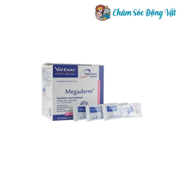 Sản Phẩm Thuốc Dưỡng Mượt Lông Giảm Rụng Megaderm Virbac Pháp (Hộp 28 Gói)